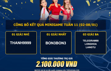 Công bố giải thưởng cao thủ soi kèo tuần 11 cùng SBOTOP (02/01-08/01) - Thay thế thi trên Group