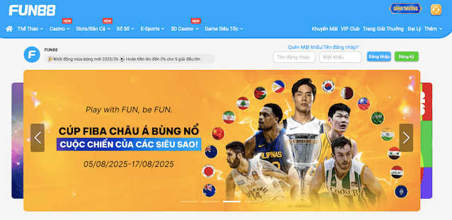 Giao diện nhà cái FUN88